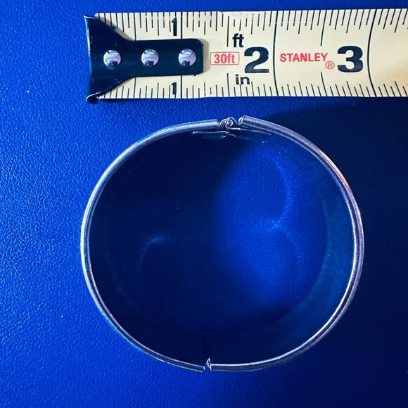 Vintage Silver Tone Enamel Wide Hinged Cuff Bracelet (Costume) - Picture 5 of 5